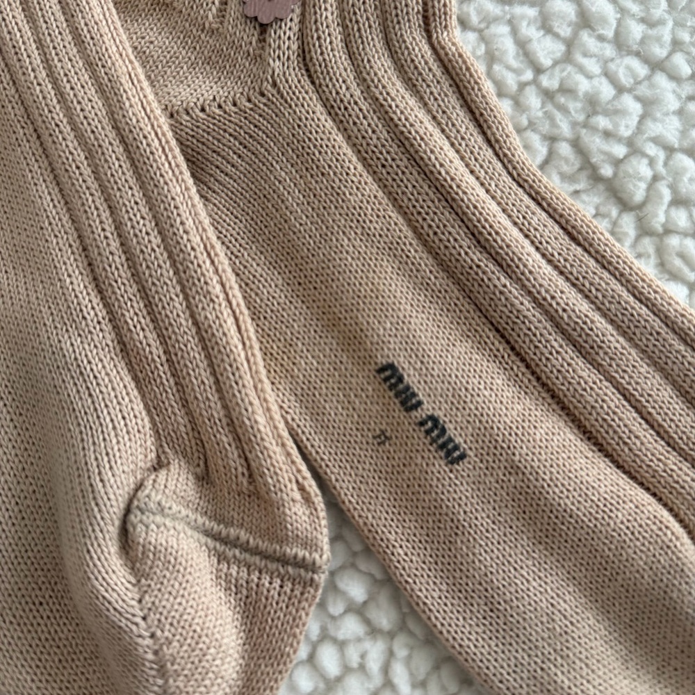 Miu Miu Sparkling Tan Knee-High Socks - Picture 10 of 11